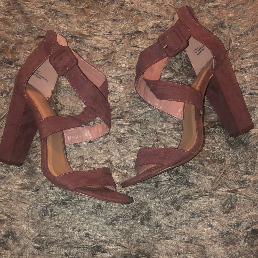 Plum Suede Platform Heels